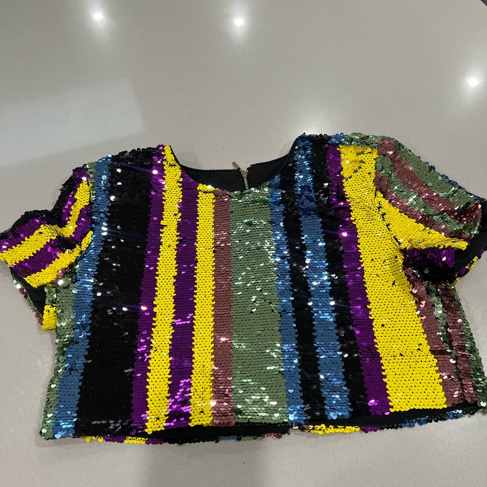 Colorful Sequin Striped Top